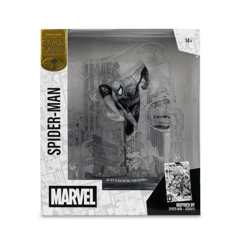 Marvel Collectible 7 Inch Statue Figure 1/10 Scale Posed Scene Exclusive - Spider-Man #6 Black & White Gold Label