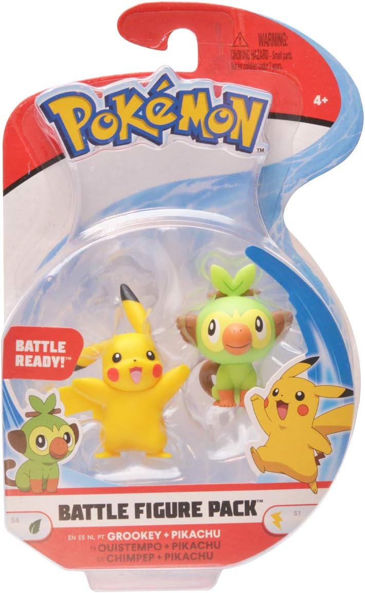 Pokemon 2 Inch Action Figure Battle Figure Pack - Pikachu and Grookey
