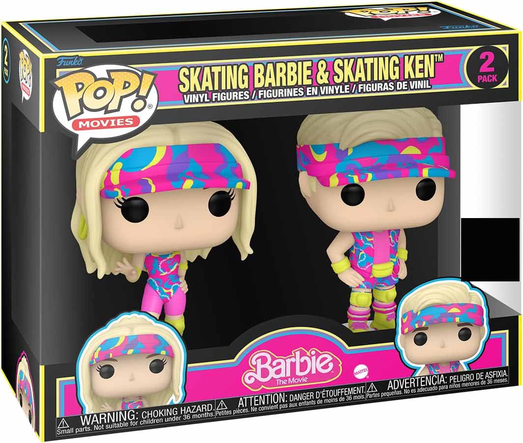 Pop Movies Barbie 3.75 Inch Action Figure 2-Pack - Inline Skating Barbie and Ken