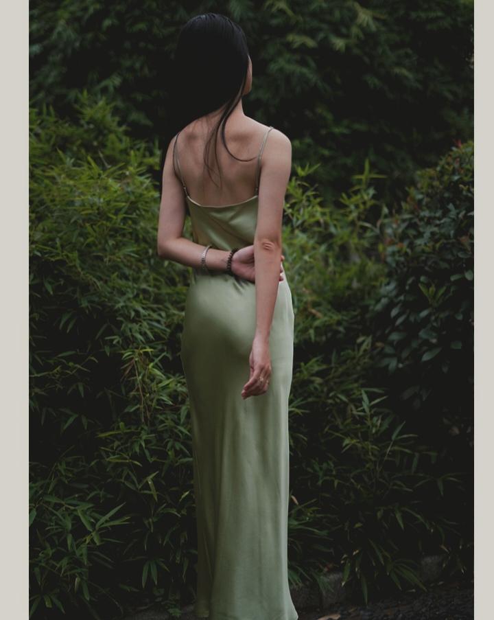 Sage Green Mulberry Silk Cowl Neck Slip Dress * 90 Colors Options