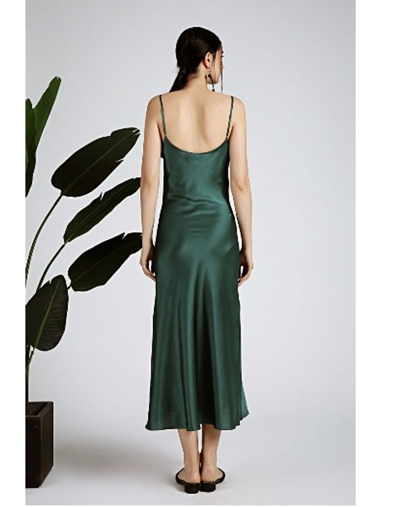 SAMPLE SALE *Black V Neck Mulberry Silk Slip Dress