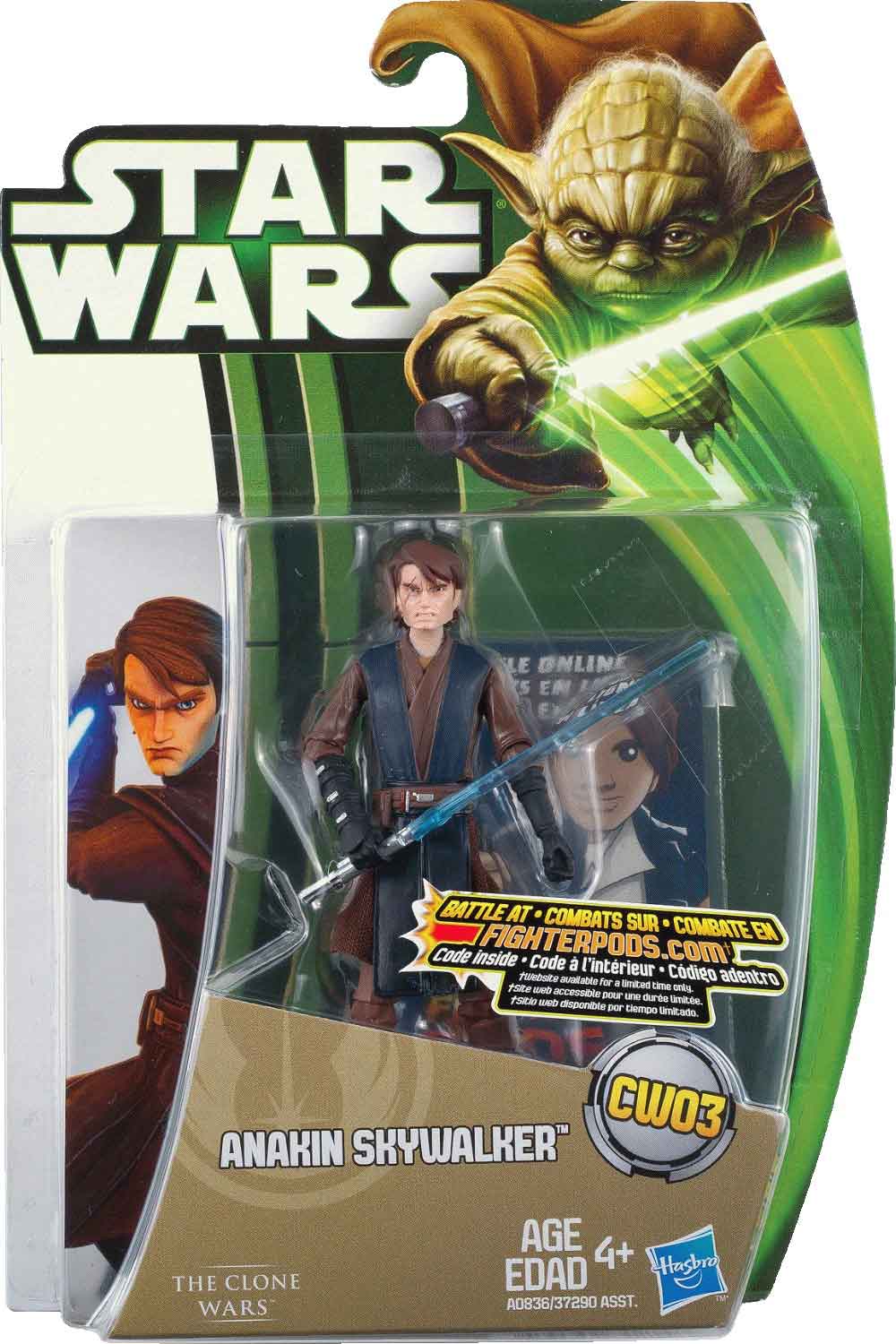 Star Wars The Clone Wars 3.75 Inch Action Figure Green Card - Anakin Skywalker