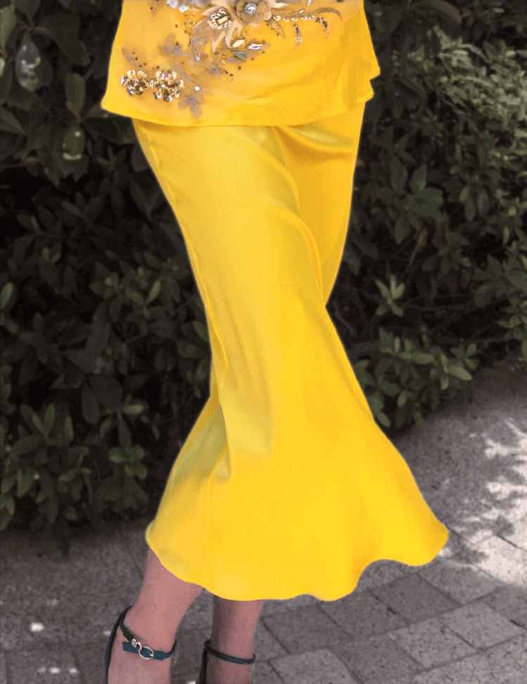 Tuscan Sun Yelllow Mulberry Silk Chemise Skirt