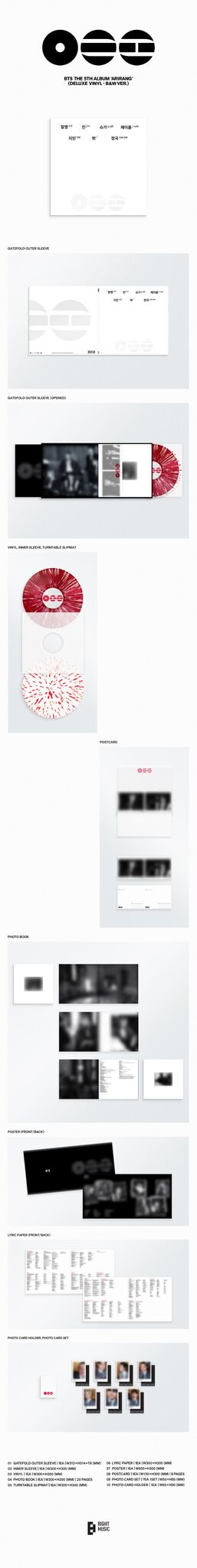 BTS 5th Album ‘ARIRANG’ (Deluxe B&W Vers.) - BTS [Colour Vinyl]