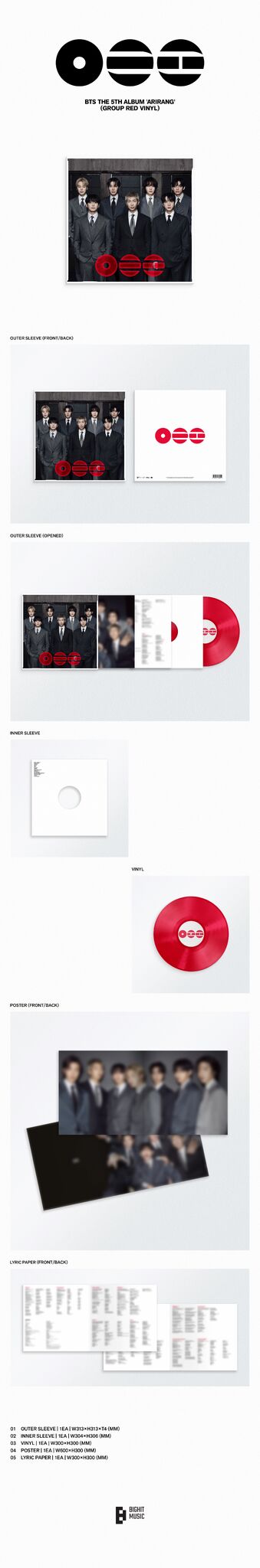 BTS 5th Album 'ARIRANG' (Group Ver.) - BTS [Colour Vinyl]