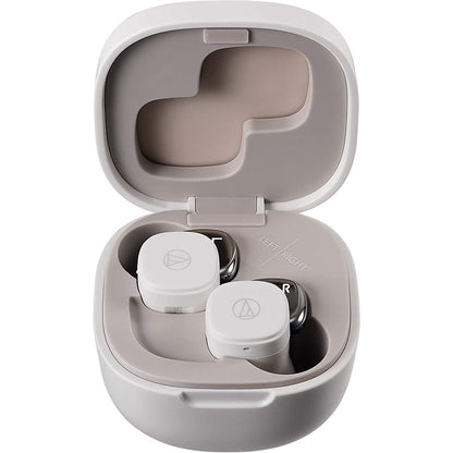 Audio-Technica ATH-SQ1TW Truly Wireless Earbuds, White [Accessories]