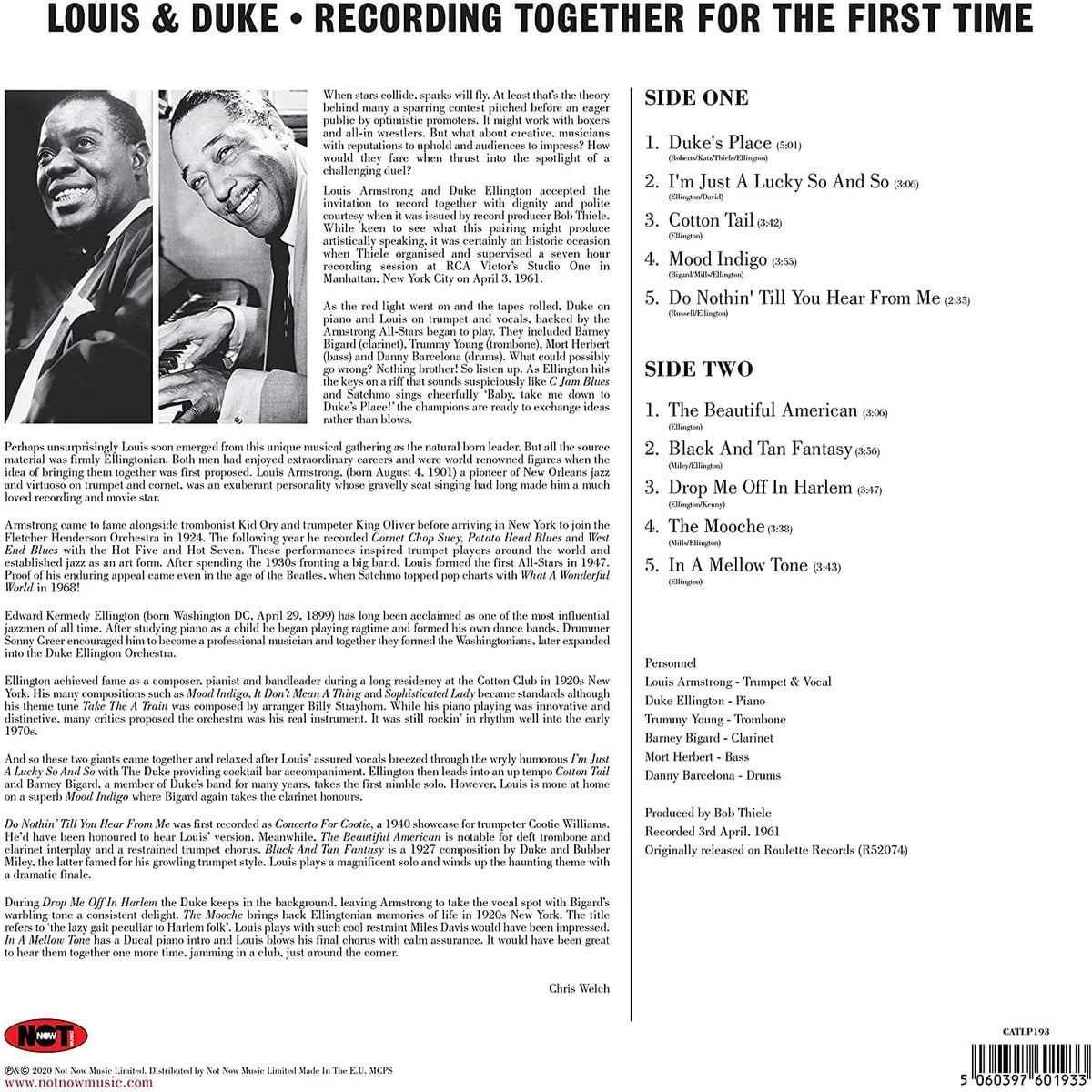 Recording Together For The First Time - Louis Armstrong & Duke Ellington [VINYL]