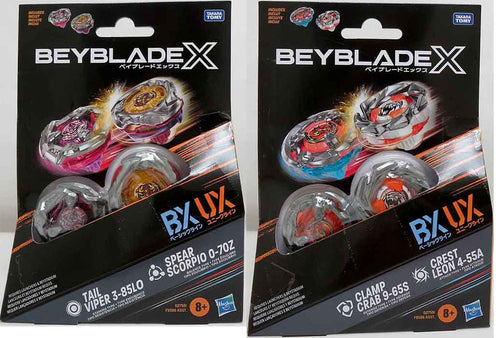 Beyblade X 2-Pack Set of 2 Clamp & Crest 1592 / Tail & Spear 1608 F9586AS07
