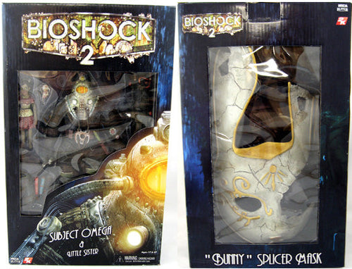Bioshock 2 8 Inch Action Figure Deluxe Box Set - Subject Omega & Little Sister with Bunny Splicer Mask (Non Mint Packaging and Mask is Broken but Figures are Fine)