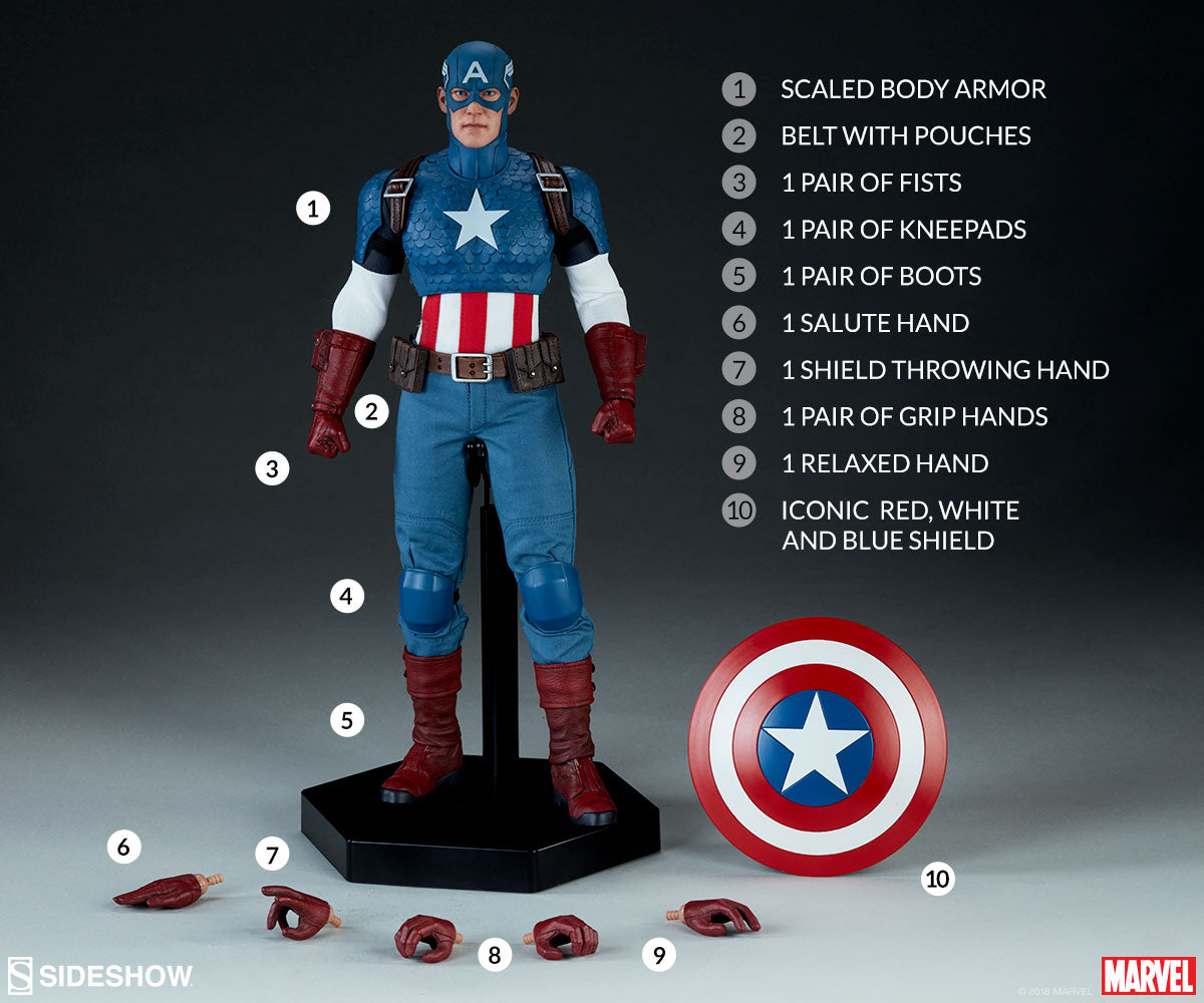 Captain America 12 Inch Action Figure 1/6 Scale Series - Captain America Sideshow 100171
