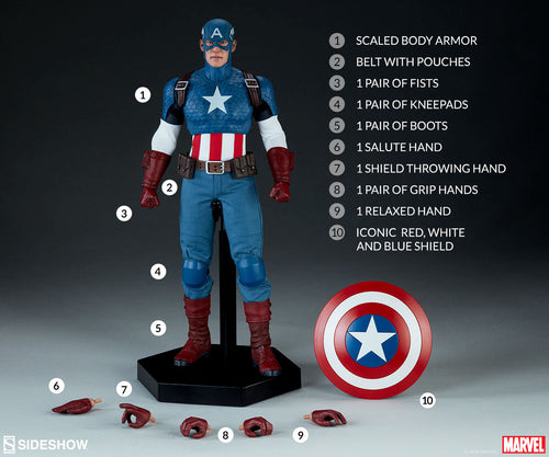 Captain America 12 Inch Action Figure 1/6 Scale Series - Captain America Sideshow 100171