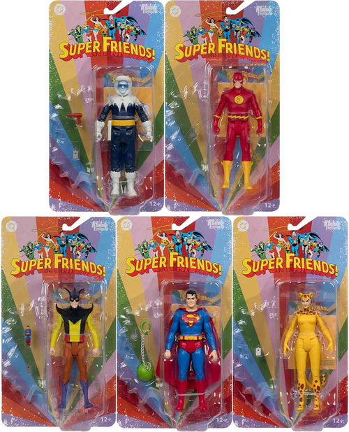 DC Retro Superfriends 6 Inch Action Figure Wave 2 - Set of 5 (Captain Cold - Flash - Toyman - Cheetah - Superman)