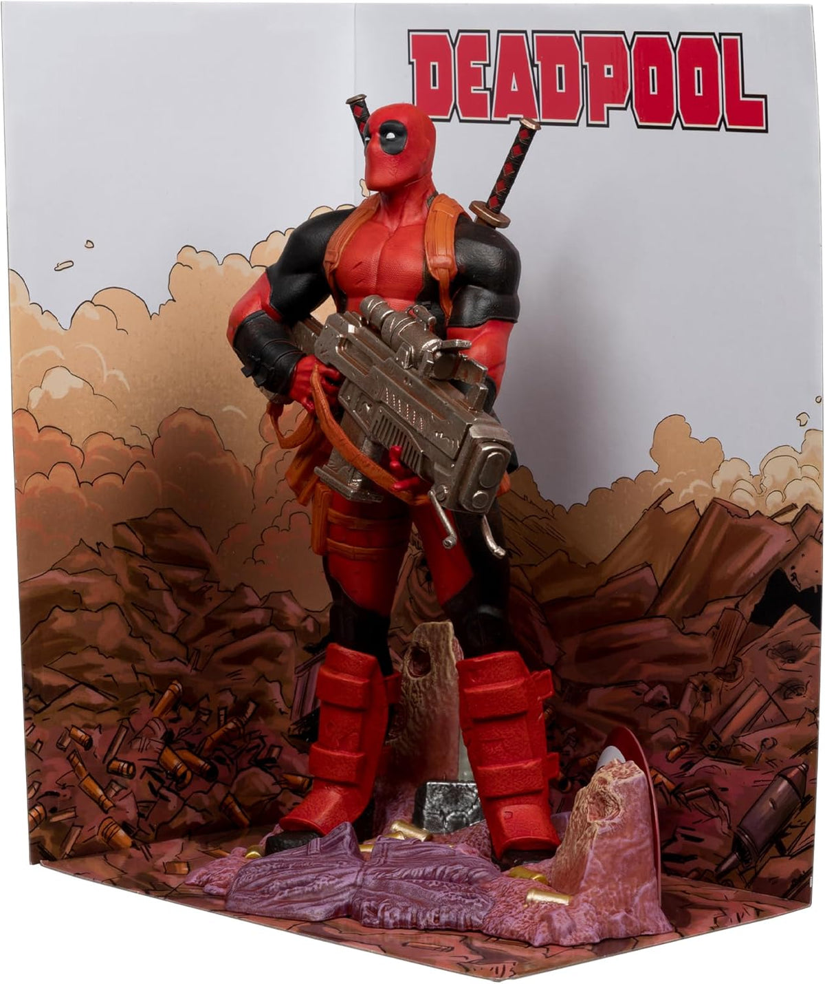 Marvel Collectible 12 Inch Statue Figure 1/6 Scale Posed Scene - Deadpool Red Suit #1