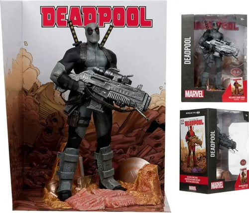 Marvel Collectible 12 Inch Statue Figure 1/6 Scale Posed Scene Exclusive - Deadpool Grey Suit Red Platinum