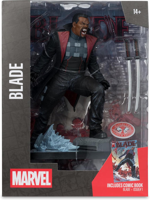 Marvel Collectible 12 Inch Statue Figure 1/6 Scale Posed - Blade Red Platinum