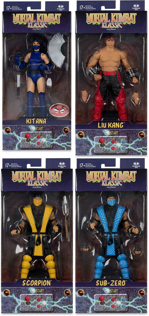 Mortal Kombat Klassic 7 Inch Action Figure Wave 1 - Set of 4 (Sub-Zero - Scorpion - Liu Kang - Kitana)