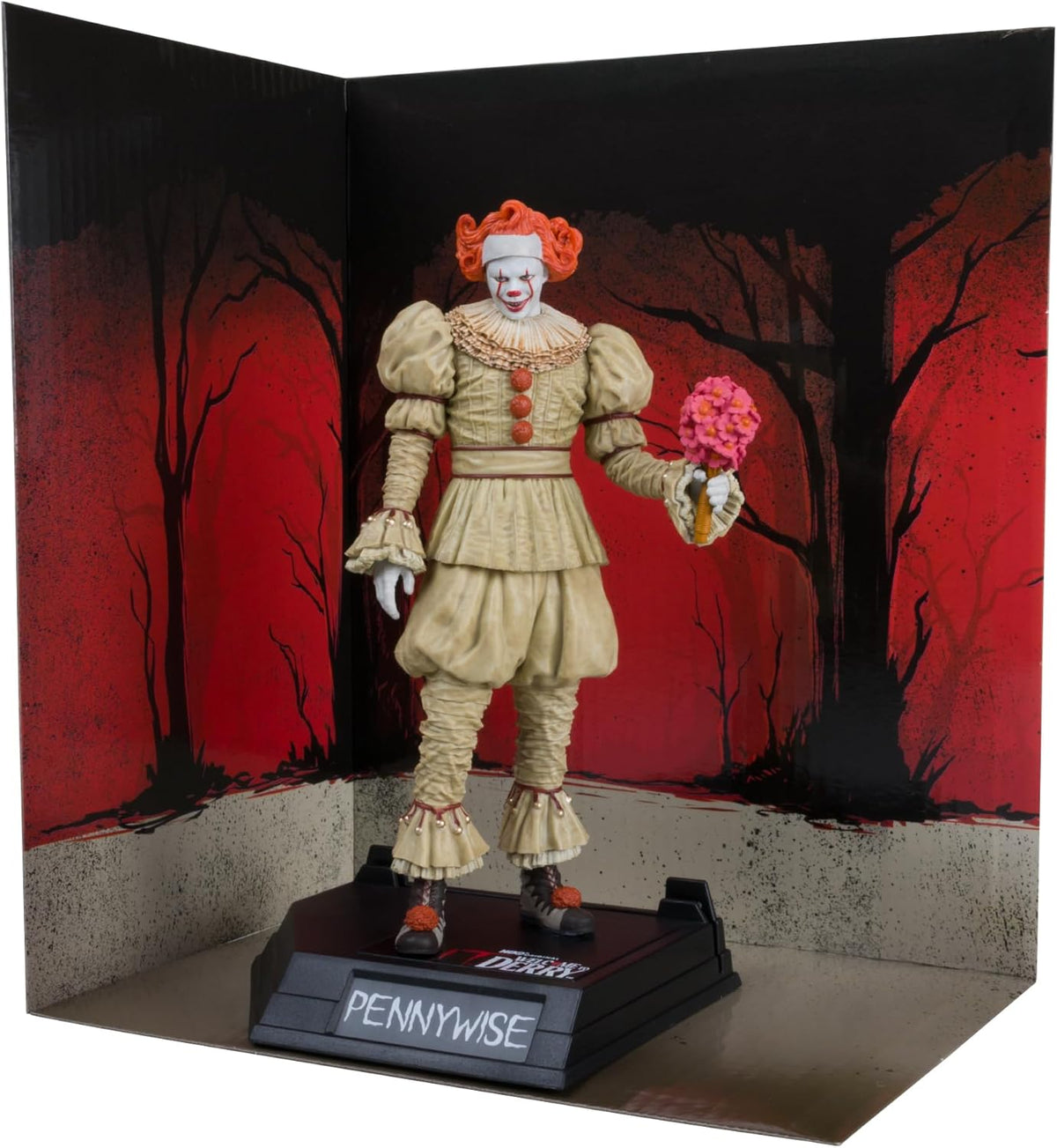 Movie Maniacs IT Welcome To Derry 6 Inch Static Figure Posed Figure Exclusive - Pennywise With Flowers Gold Label