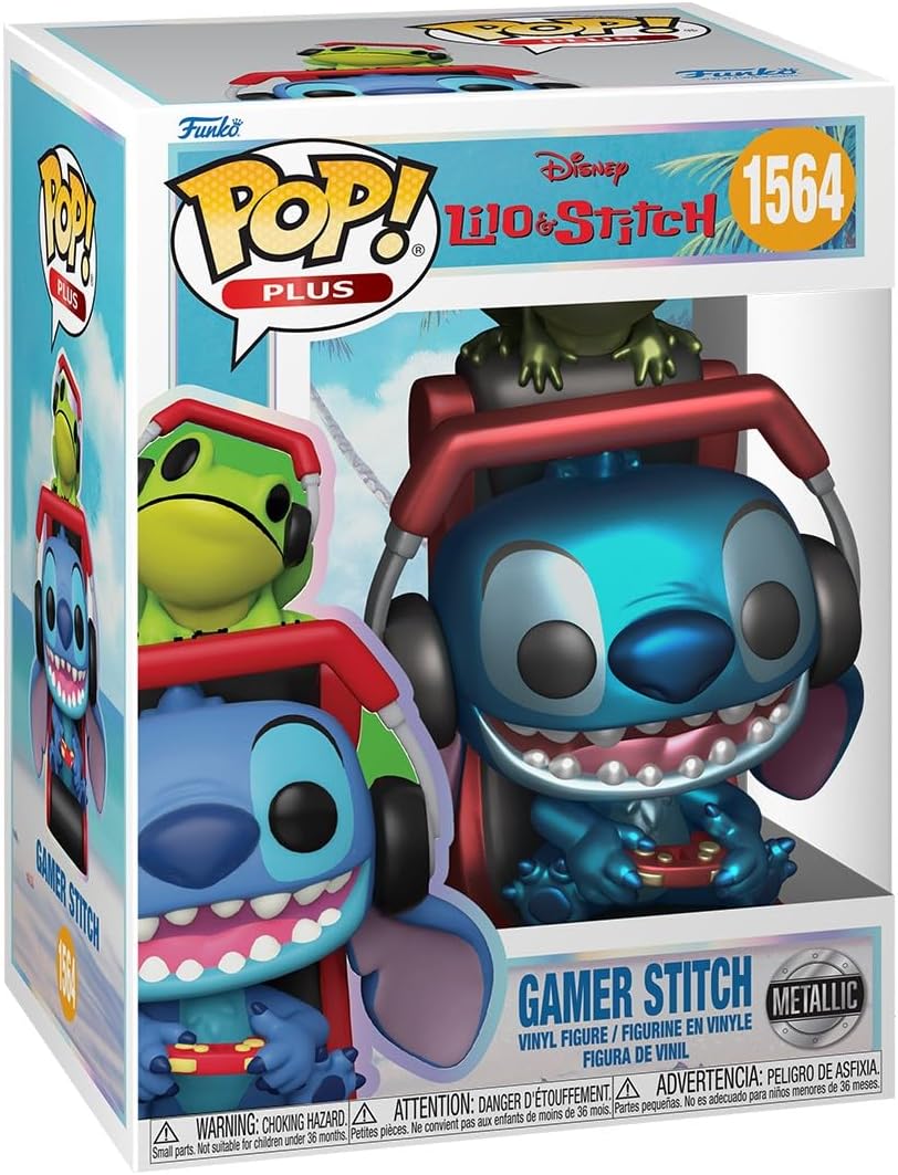 Pop Disney Lilo and Stitch 3.75 Inch Action Figure Plus - Gamer Stitch Metallic #1564