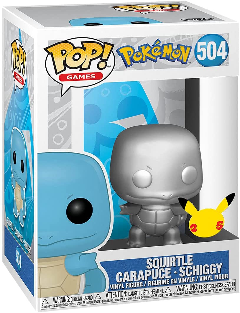 Pop Games Pokemon 3.75 Inch Action Figure - Squirtle Silver Metallic #504