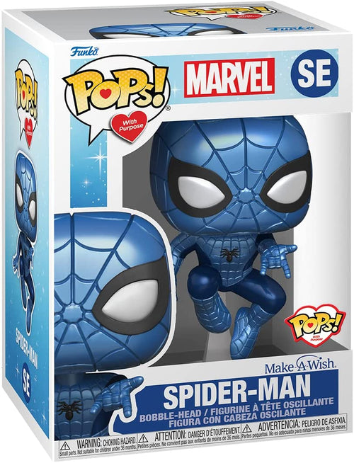 Pop Marvel Spider-Man 3.75 Inch Action Figure - Make A Wish Spider-Man (Metallic) SE (Sub-Standard Packaging)