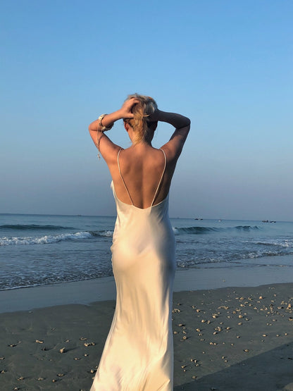 Rhiannon Pure White Silk Dress