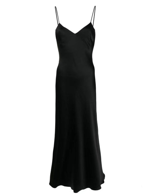 SAMPLE SALE *Black V Neck Mulberry Silk Slip Dress