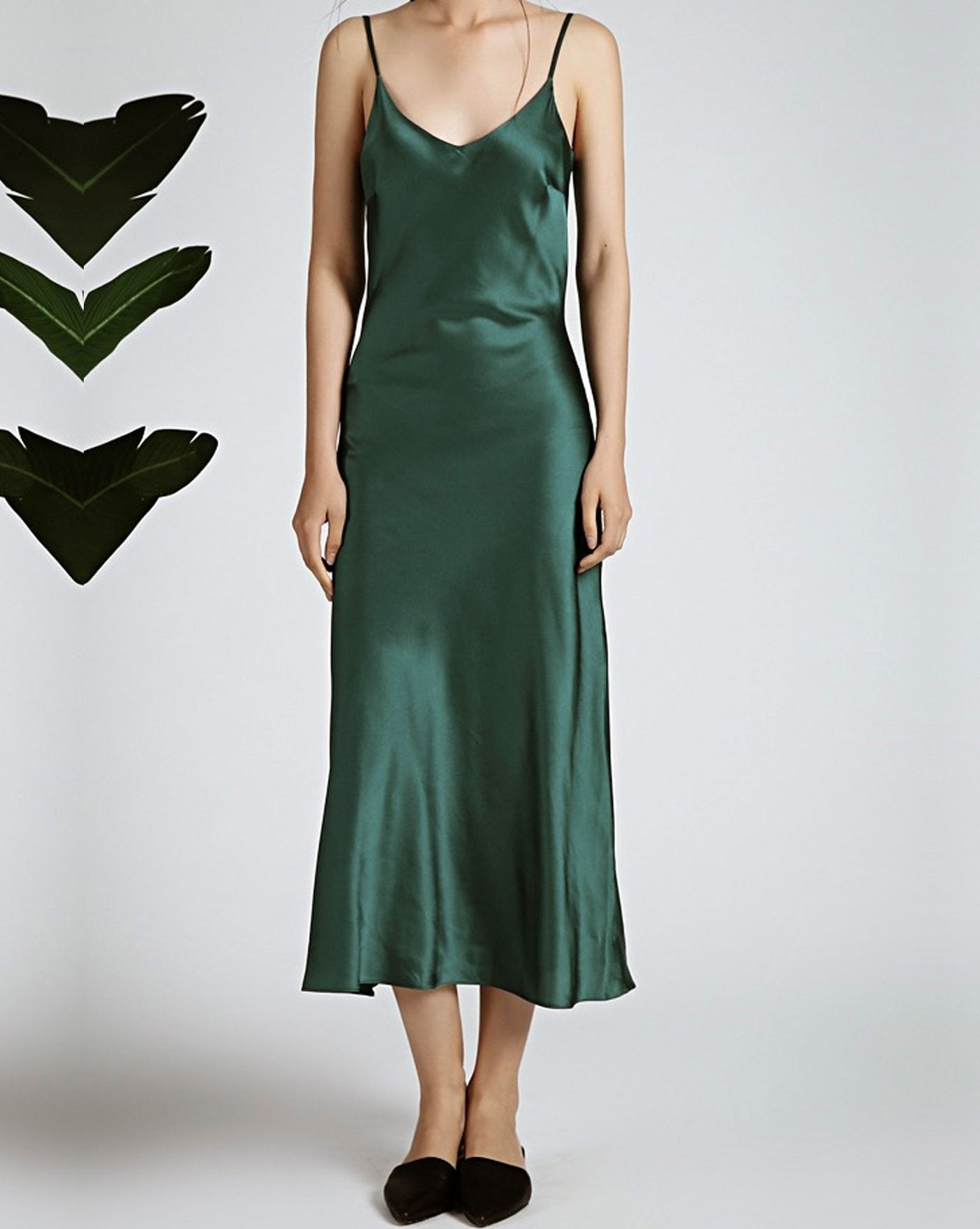 SAMPLE SALE *Black V Neck Mulberry Silk Slip Dress