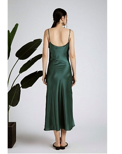 SAMPLE SALE *Black V Neck Mulberry Silk Slip Dress