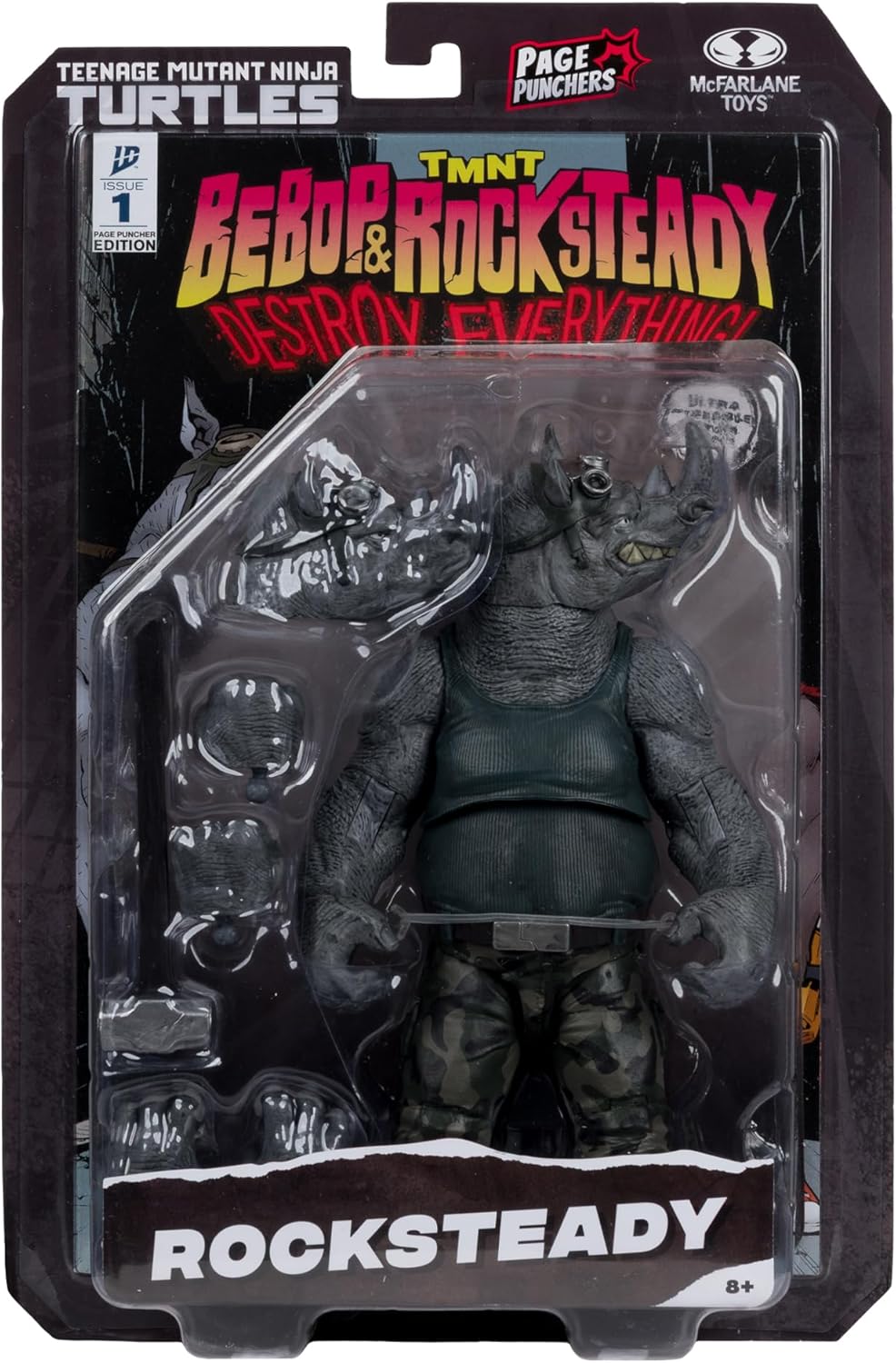 Teenage Mutant Ninja Turtles 5 Inch Action Figure Page Punchers Wave 2 - Rocksteady
