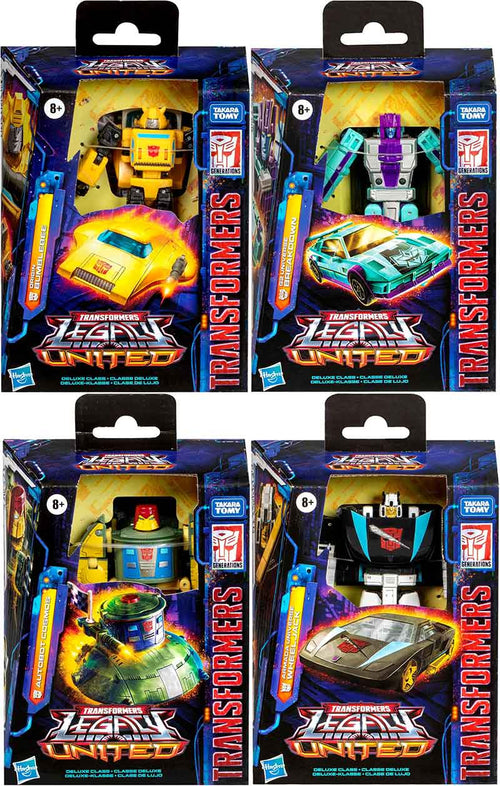 Transformers Legacy United 6 Inch Action Figure Deluxe Class (2025 Wave 1) - Set of 4 (Bumblebee - Cosmos - Wheeljack - Breakdown)