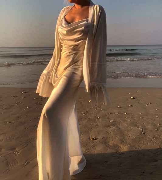 White Mulberry Silk Cover Up Blouse