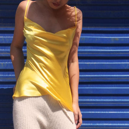 Yellow Mulberry Silk Chemise Top