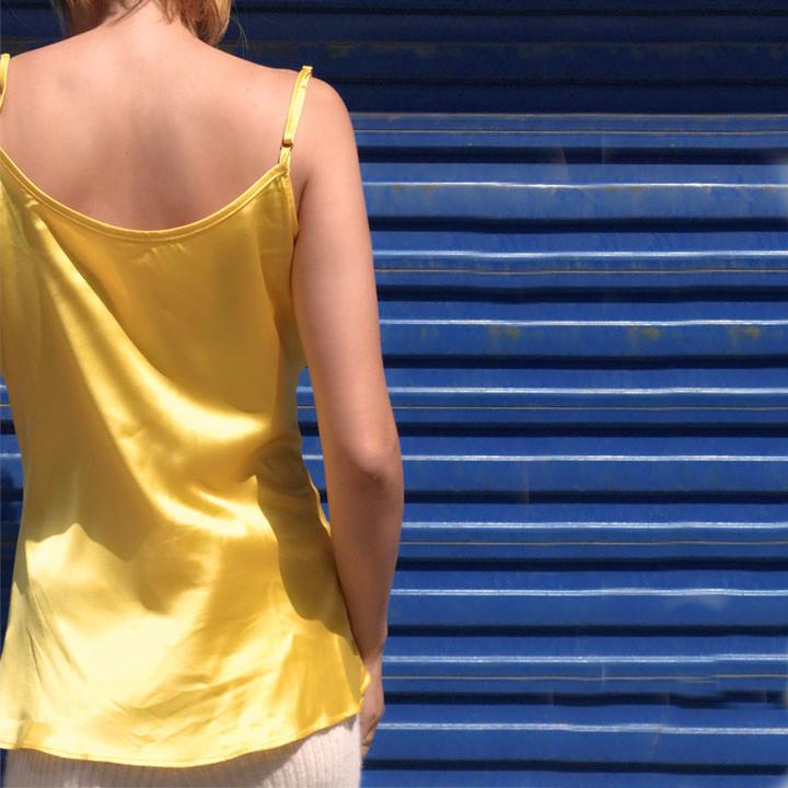 Yellow Mulberry Silk Chemise Top